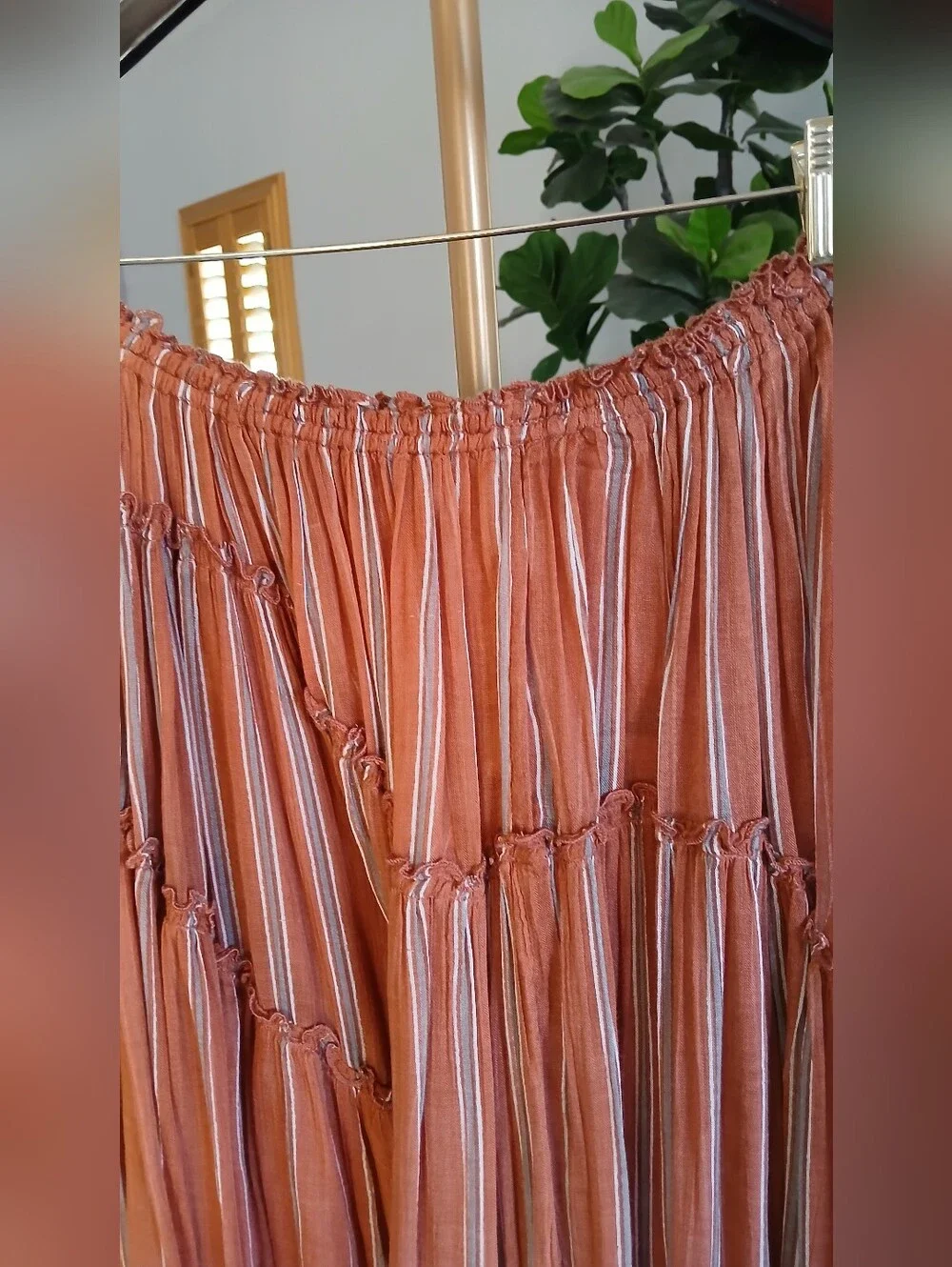 Free People One Ember Printed Midi  Skirt in Terracota. Size S